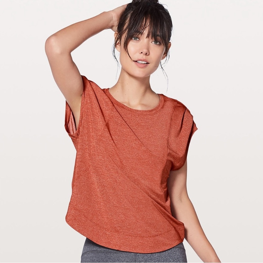 Lululemon Gait keeper short sleeve orange sparkle 10 like new